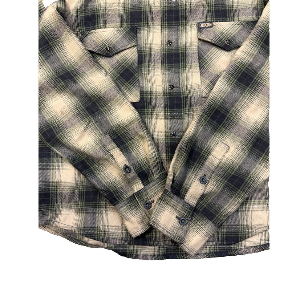 Dixxon Flannel Mens The Platoon Long Sleeve Black Yellow Button Plaid Shirt LT - Picture 3 of 4